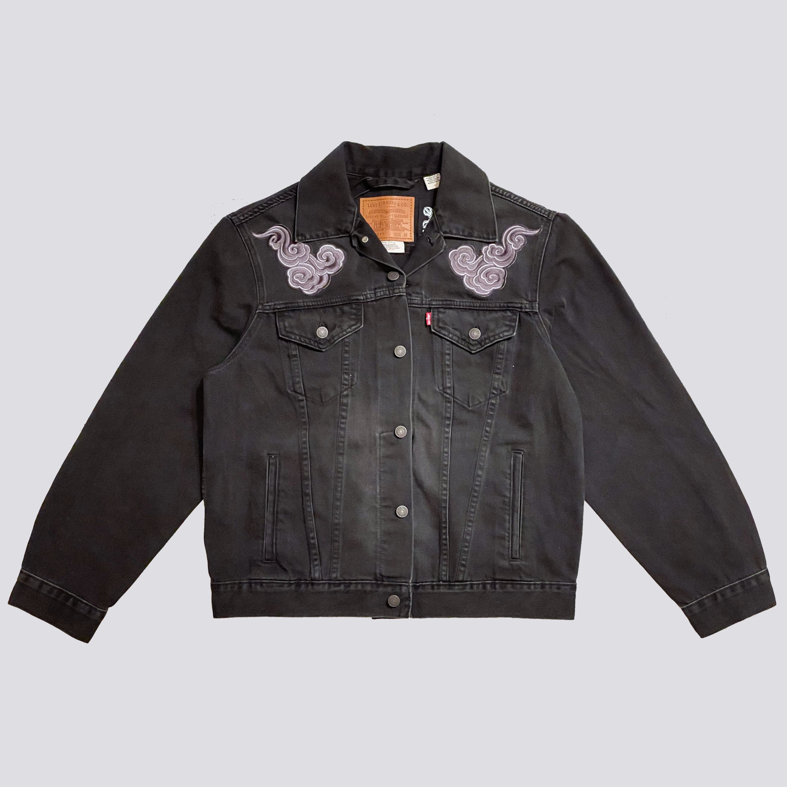 Denim jacket with embroidery mens discount